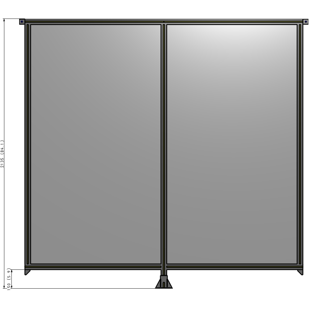 B7-2135-2200-0150-TYPFK DOUBLE PANEL-LEG IN CENTER AND TIE PLATE CONNECTORS 2135MM X 2200MM 1/4" POLYCARBONATE, KIT