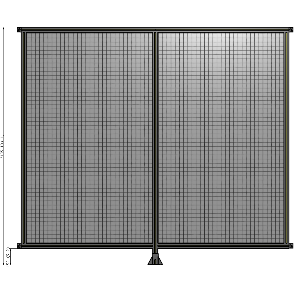 B7-2135-2400-0150-HYMFA DOUBLE PANEL-LEG IN CENTER AND HINGE CONNECTORS 2135MM X 2400MM 1" MESH, FULLY ASSEMBLED