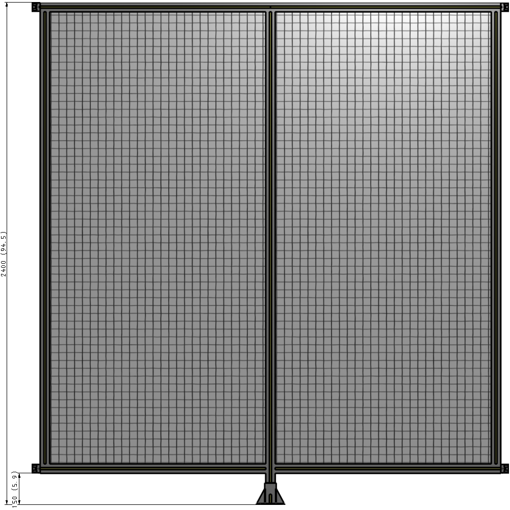 B7-2400-2200-0150-HYMFA DOUBLE PANEL-LEG IN CENTER AND HINGE CONNECTORS 2400MM X 2200MM  1" MESH, FULLY ASSEMBLED