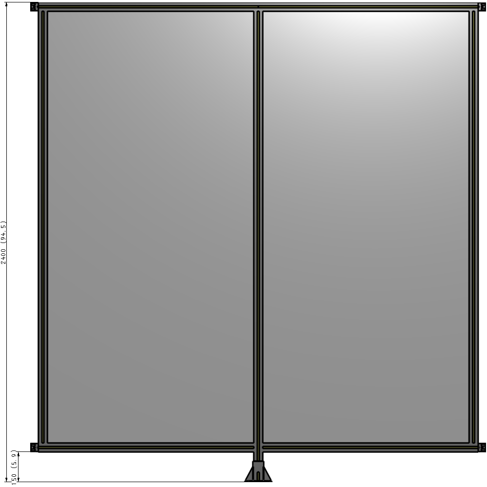 B7-2400-2200-0150-HYPFA DOUBLE PANEL-LEG IN CENTER AND HINGE CONNECTORS 2400MM X 2200MM  1/4" POLYCARBONATE, ASSEMBLED