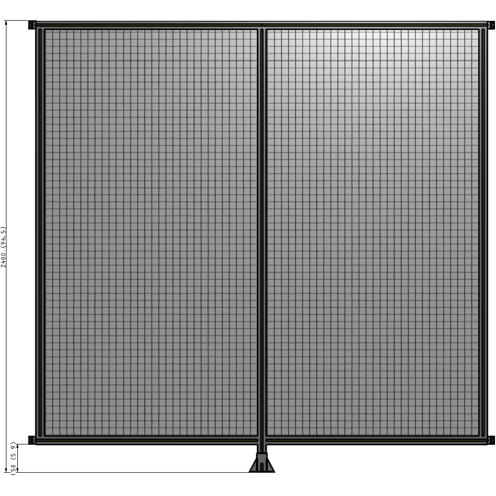 B7-2400-2400-0150-HYMFA DOUBLE PANEL-LEG IN CENTER AND HINGE CONNECTORS 2400MM X 2400MM  1" MESH, FULLY ASSEMBLED