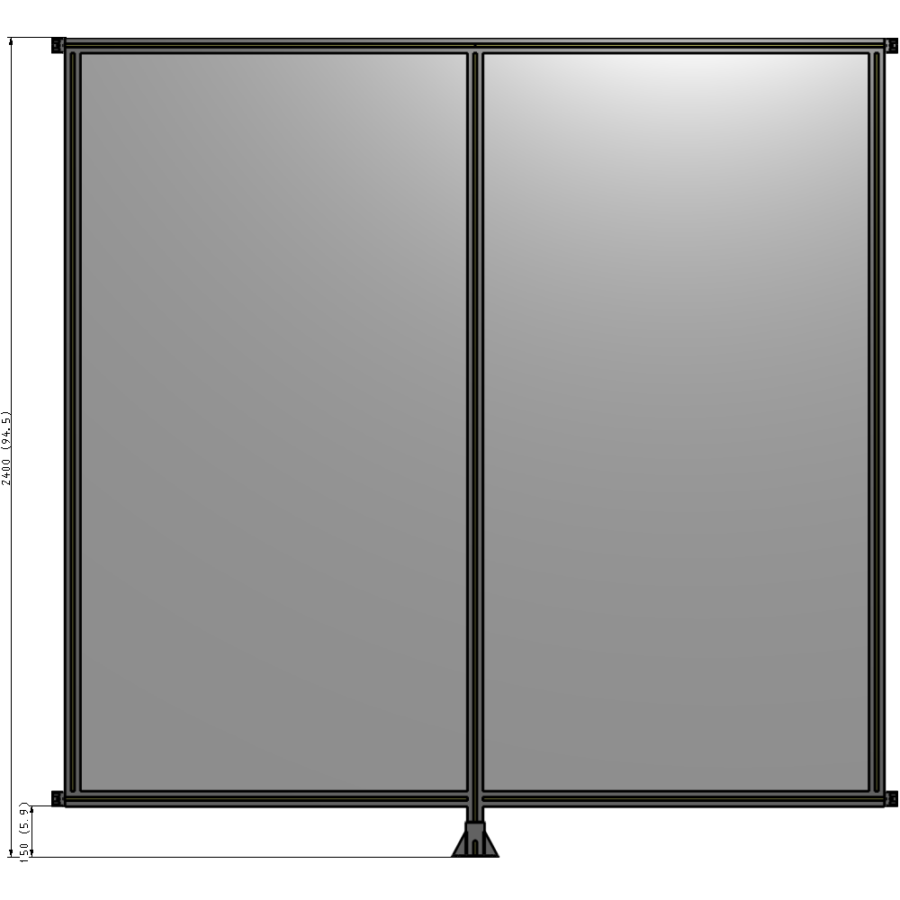 B7-2400-2400-0150-HYPFA DOUBLE PANEL-LEG IN CENTER AND HINGE CONNECTORS 2400MM X 2400MM  1/4" POLYCARBONATE, ASSEMBLED