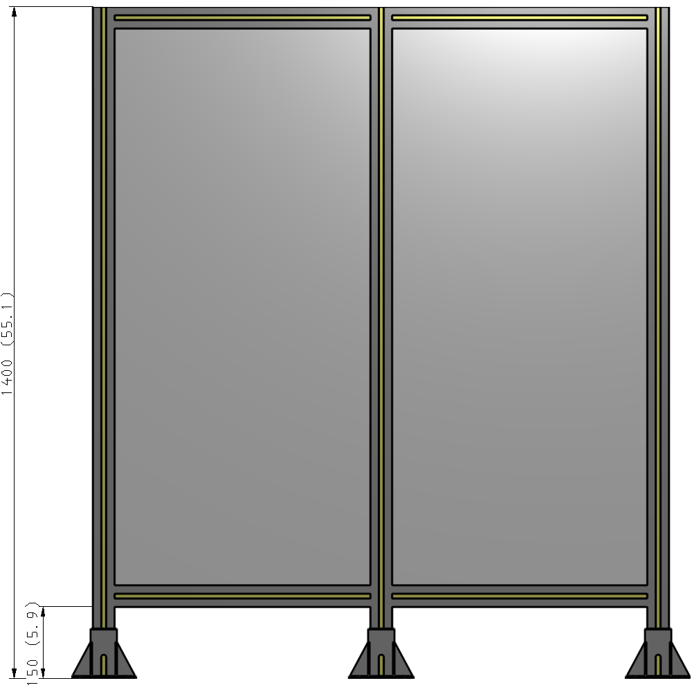 B8-1400-1200-0150-ZYPFA DOUBLE PANEL-3 LEGS 1400MM X 1200MM 1/4" POLYCARBONATE, FULLY ASSEMBLED