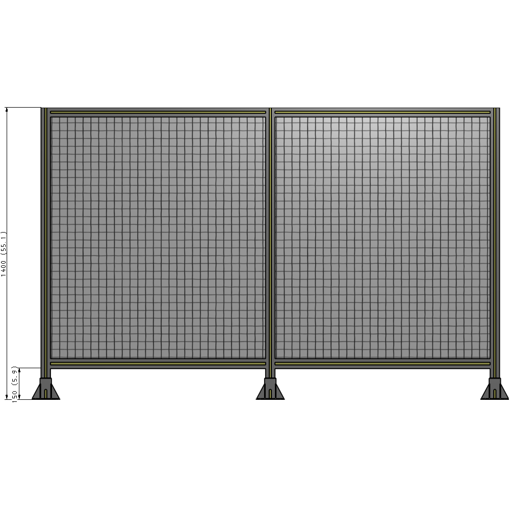 B8-1400-2200-0150-ZYMFK DOUBLE PANEL-3 LEGS 1400MM X 1800MM 1" MESH, AS A KIT