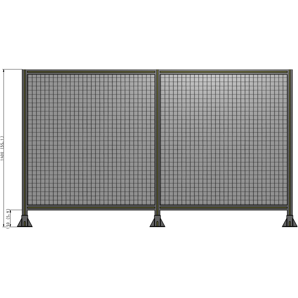 B8-1400-2400-0150-ZYMFA DOUBLE PANEL-3 LEGS 1400MM X 1800MM 1" MESH, FULLY ASSEMBLED