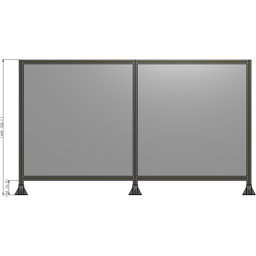 B8-1400-2400-0150-ZYPFA DOUBLE PANEL-3 LEGS 1400MM X 1800MM 1/4" POLYCARBONATE, FULLY ASSEMBLED