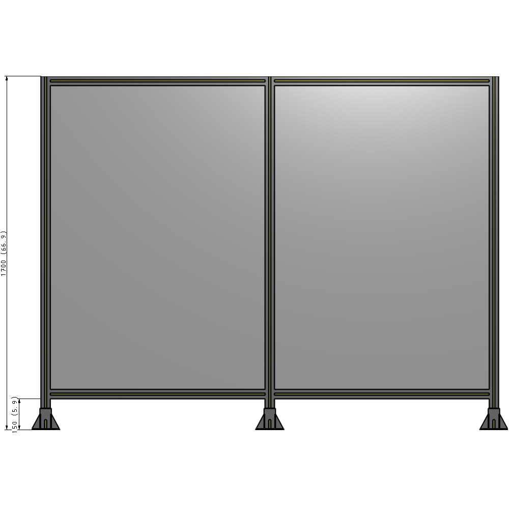B8-1700-2200-0150-ZYPFK DOUBLE PANEL-3 LEGS 1700MM X 2200MM 1/4" POLYCARBONATE, AS A KIT