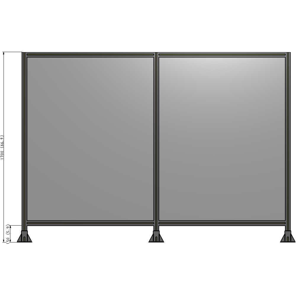 B8-1700-2400-0150-ZYPFK DOUBLE PANEL-3 LEGS 1700MM X 2400MM 1/4" POLYCARBONATE, AS A KIT