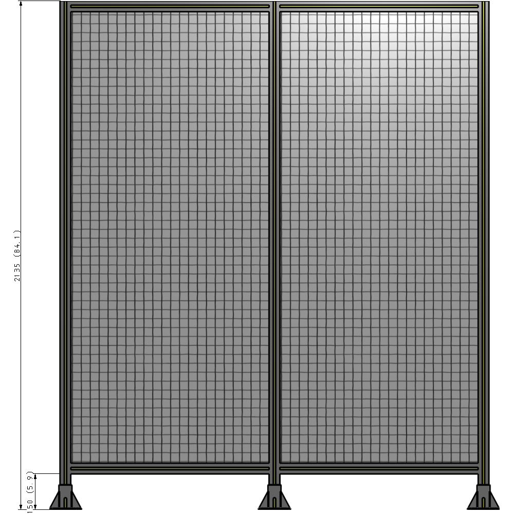 B8-2135-1800-0150-ZYMFA DOUBLE PANEL-3 LEGS  2135MM X 1800MM  1" MESH, FULLY ASSEMBLED