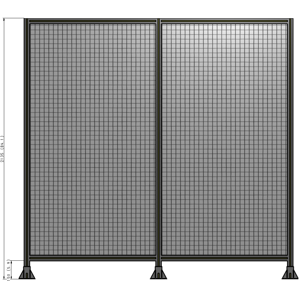 B8-2135-2200-0150-ZYMFA DOUBLE PANEL-3 LEGS 2135MM X 2200MM 1" MESH, FULLY ASSEMBLED