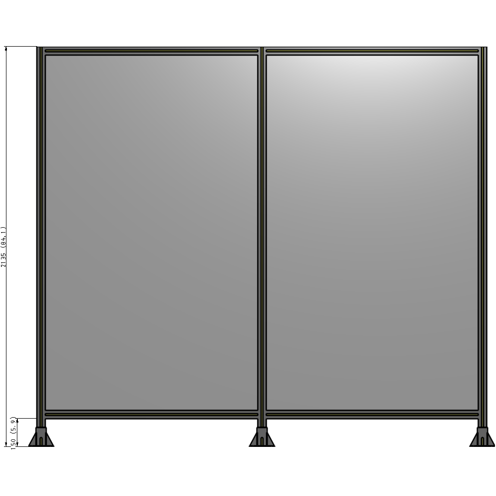 B8-2135-2400-0150-ZYPFK DOUBLE PANEL-3 LEGS 2135MM X 2400MM  1/4" POLYCARBONATE, AS A KIT