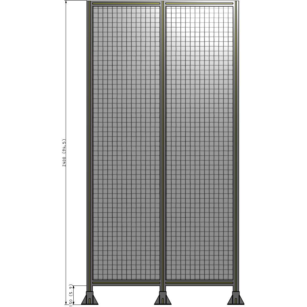 B8-2400-1200-0150-ZYMFA DOUBLE PANEL-3 LEGS  2400MM X 1200MM  1" MESH, FULLY ASSEMBLED