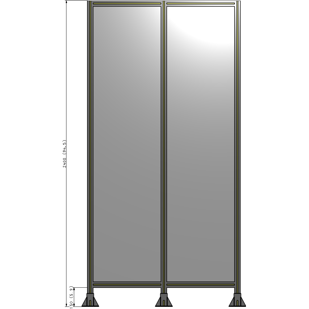 B8-2400-1200-0150-ZYPFA DOUBLE PANEL-3 LEGS  2400MM X 1200MM  1/4" POLYCARBONATE, FULLY ASSEMBLED