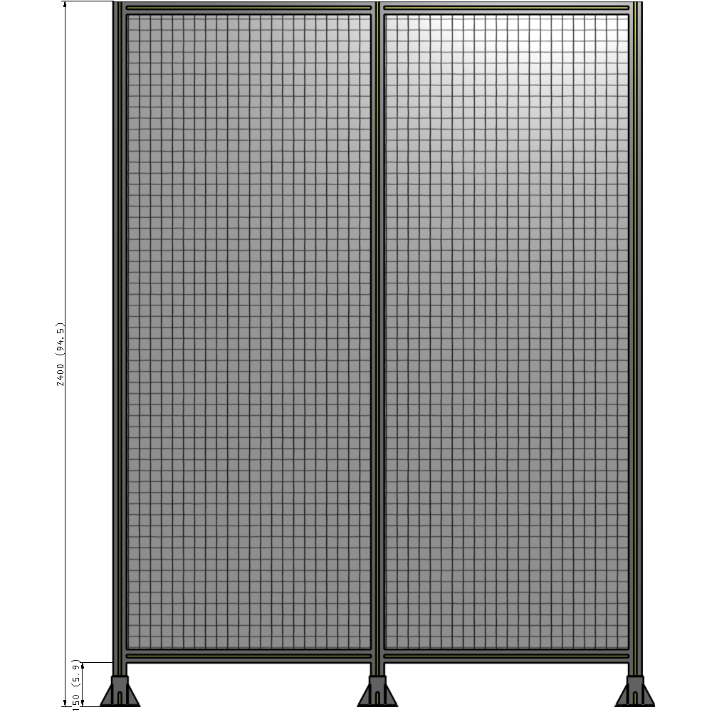 B8-2400-1800-0150-ZYMFA DOUBLE PANEL-3 LEGS 2400MM X 2400MM 1" MESH, FULLY ASSEMBLED