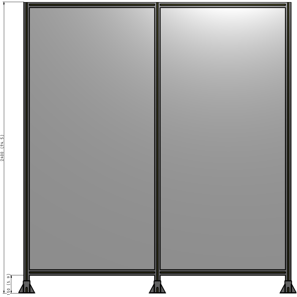 B8-2400-2200-0150-ZYPFA DOUBLE PANEL-3 LEGS 2400MM X 2400MM 1/4" POLYCARBONATE, FULLY ASSEMBLED