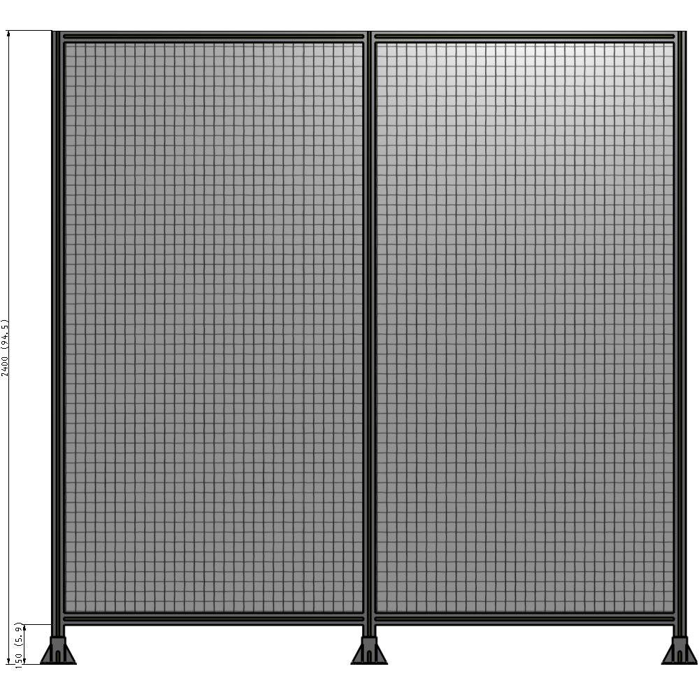 B8-2400-2400-0150-ZYMFA DOUBLE PANEL-3 LEGS  2400MM X 2400MM  1" MESH, FULLY ASSEMBLED