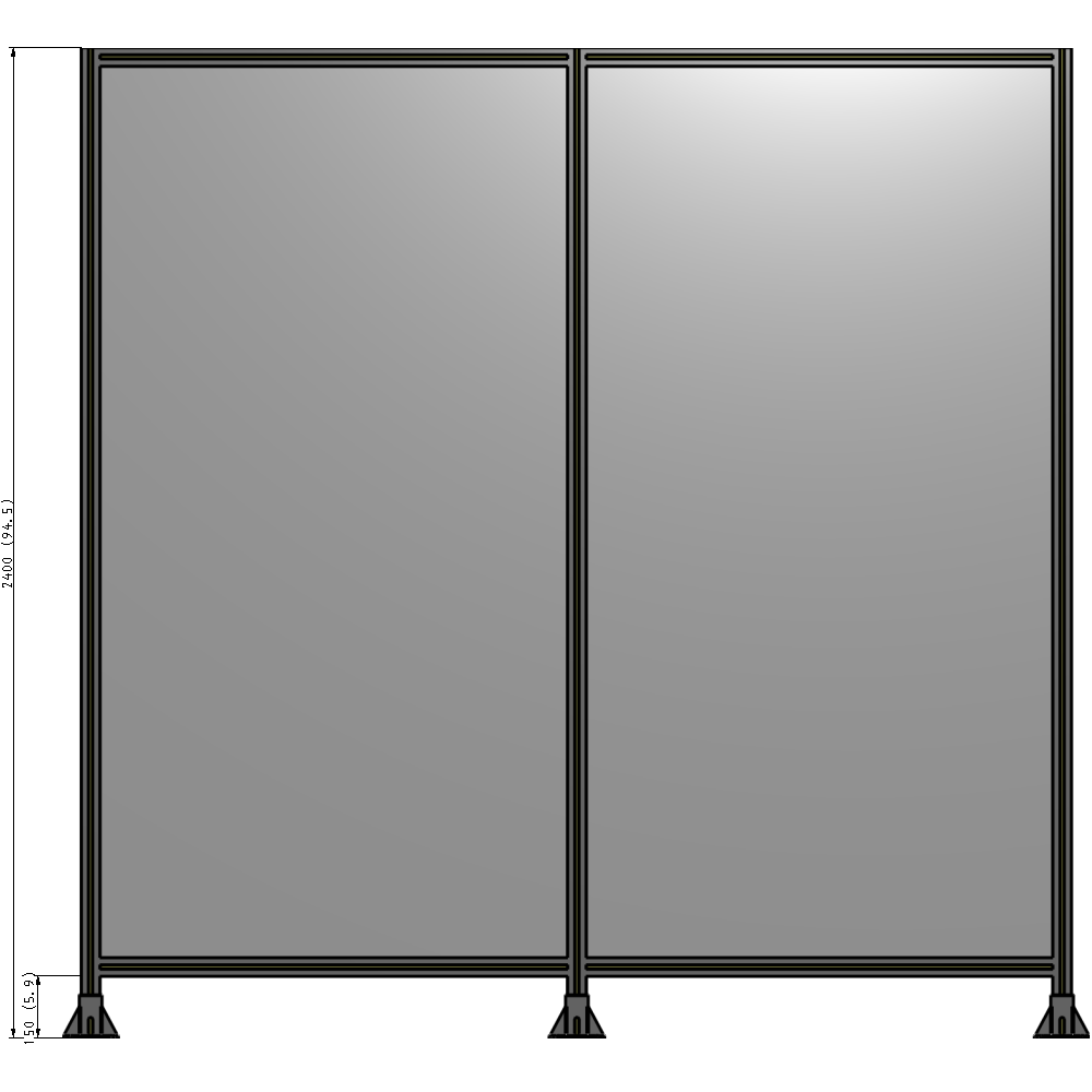 B8-2400-2400-0150-ZYPFK DOUBLE PANEL-3 LEGS 2400MM X 2400MM  1/4" POLYCARBONATE, AS A KIT