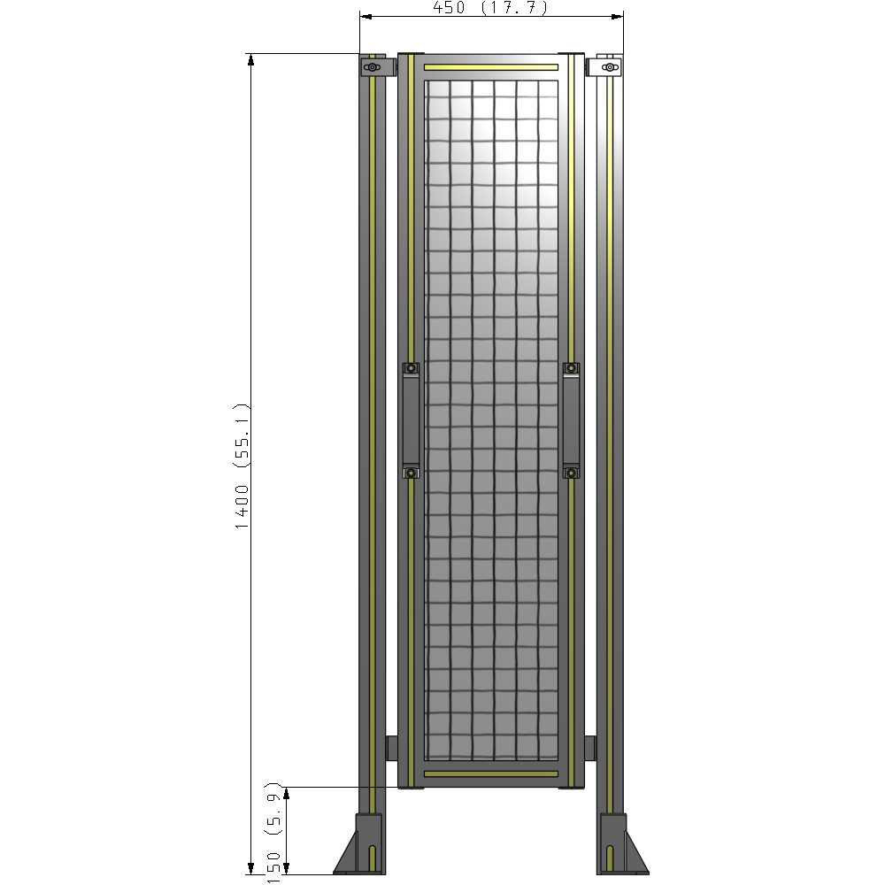 E3-1400-0450-0150-GYMTK SINGLE REMOVABLE PANEL WITH LEGS 1400MM X 450MM 1" MESH, AS A KIT