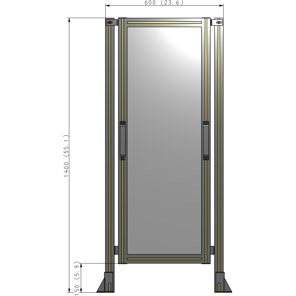 E3-1400-0600-0150-GYPTK SINGLE REMOVABLE PANEL WITH LEGS 1400MM X 600MM 1/4" POLYCARBONATE, AS A KIT