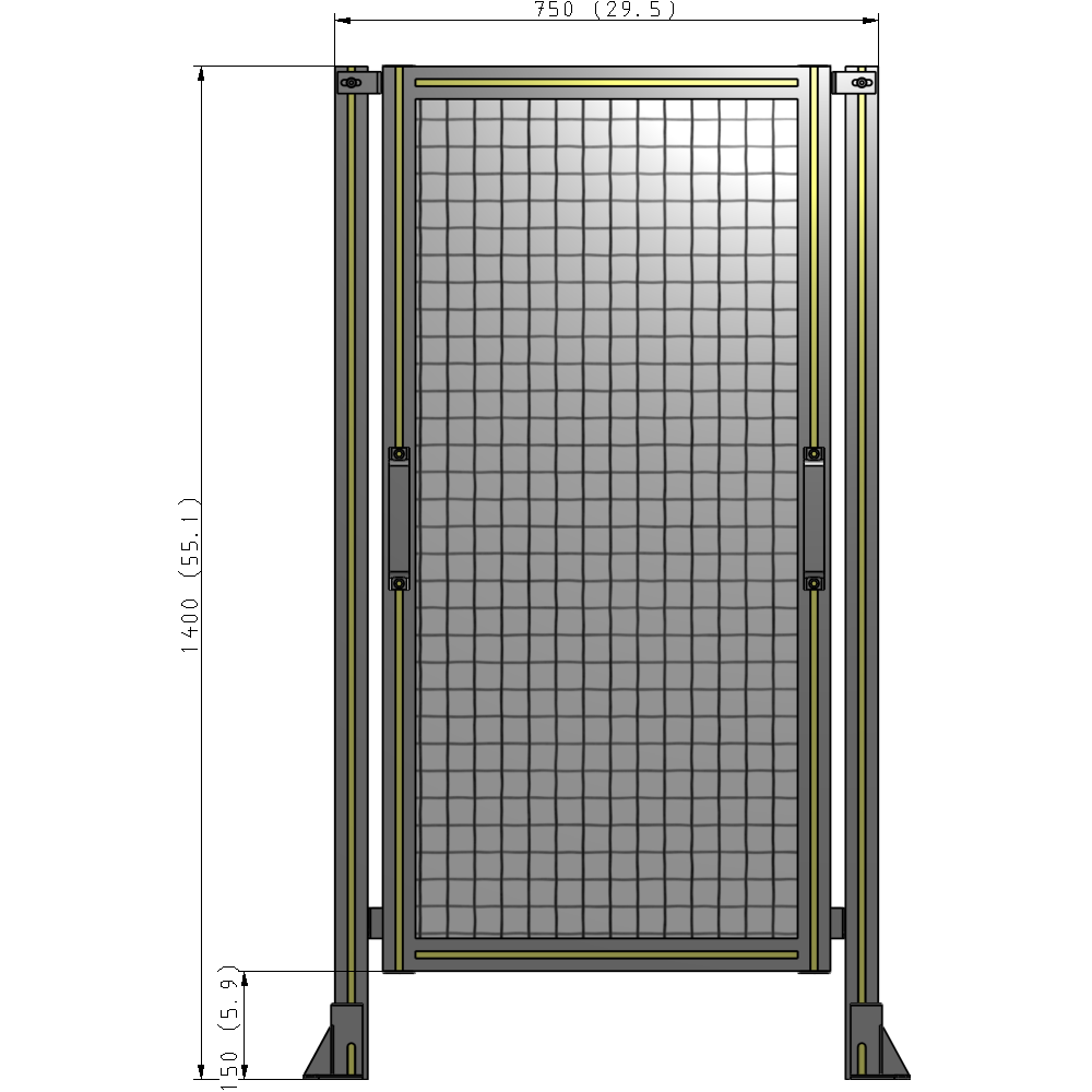 E3-1400-0750-0150-GYMTA SINGLE REMOVABLE PANEL WITH LEGS 1400MM X 750MM 1" MESH, FULLY ASSEMBLED