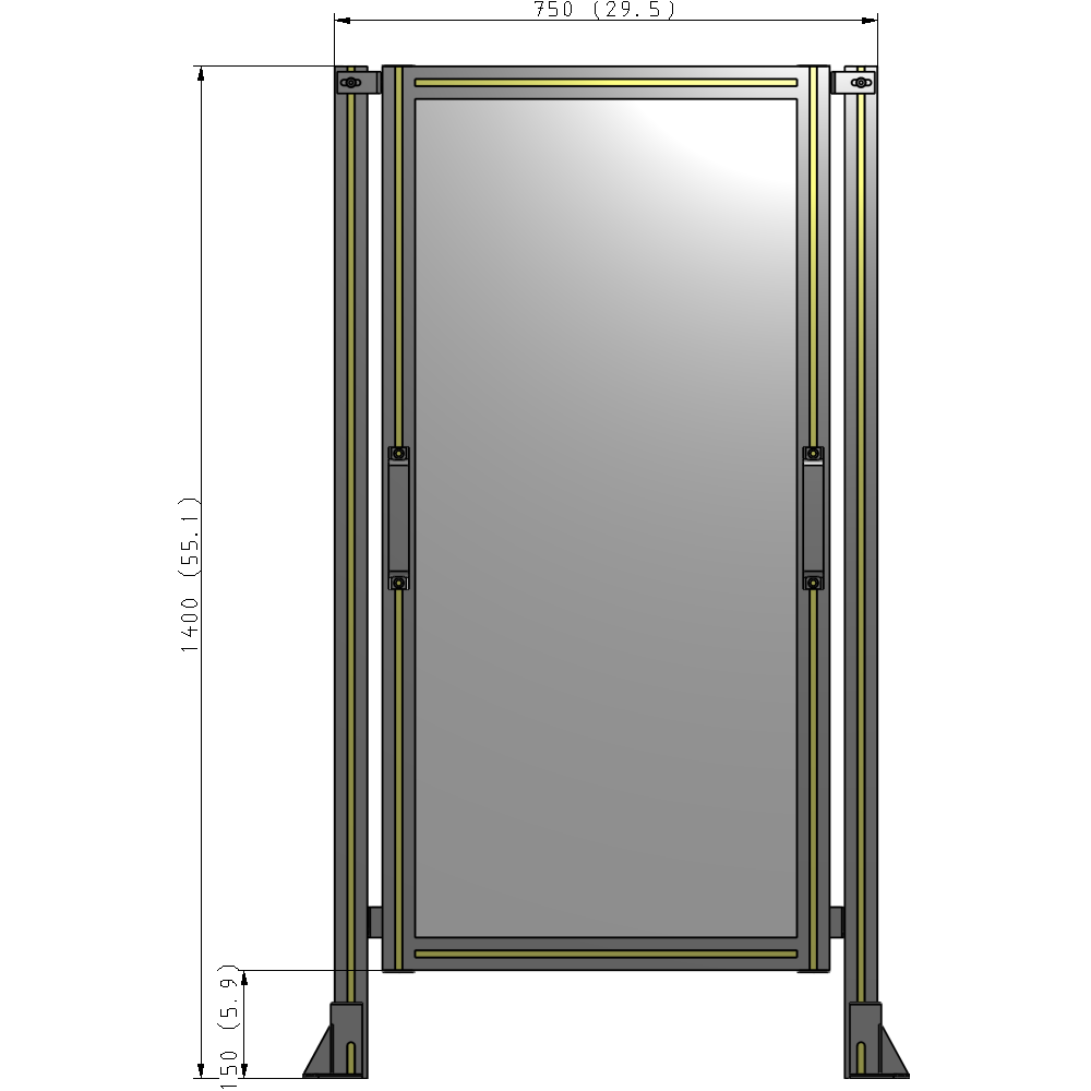 E3-1400-0750-0150-GYPTK SINGLE REMOVABLE PANEL WITH LEGS 1400MM X 750MM 1/4" POLYCARBONATE, AS A KIT