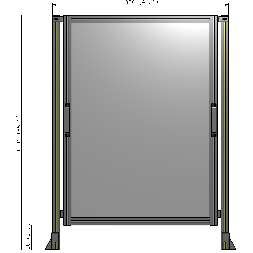 E3-1400-1050-0150-GYPTA SINGLE REMOVABLE PANEL WITH LEGS 1400MM X 1050MM 1/4" POLYCARBONATE, FULLY ASSEMBLED