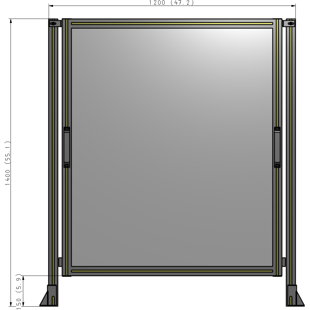 E3-1400-1200-0150-GYPTA SINGLE REMOVABLE PANEL WITH LEGS 1400MM X 1200MM 1/4" POLYCARBONATE, FULLY ASSEMBLED