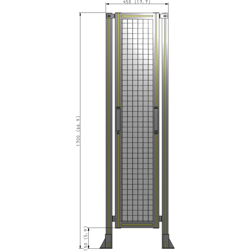 E3-1700-0450-0150-GYMTK SINGLE REMOVABLE PANEL WITH LEGS 1700MM X 450MM 1" MESH, AS A KIT