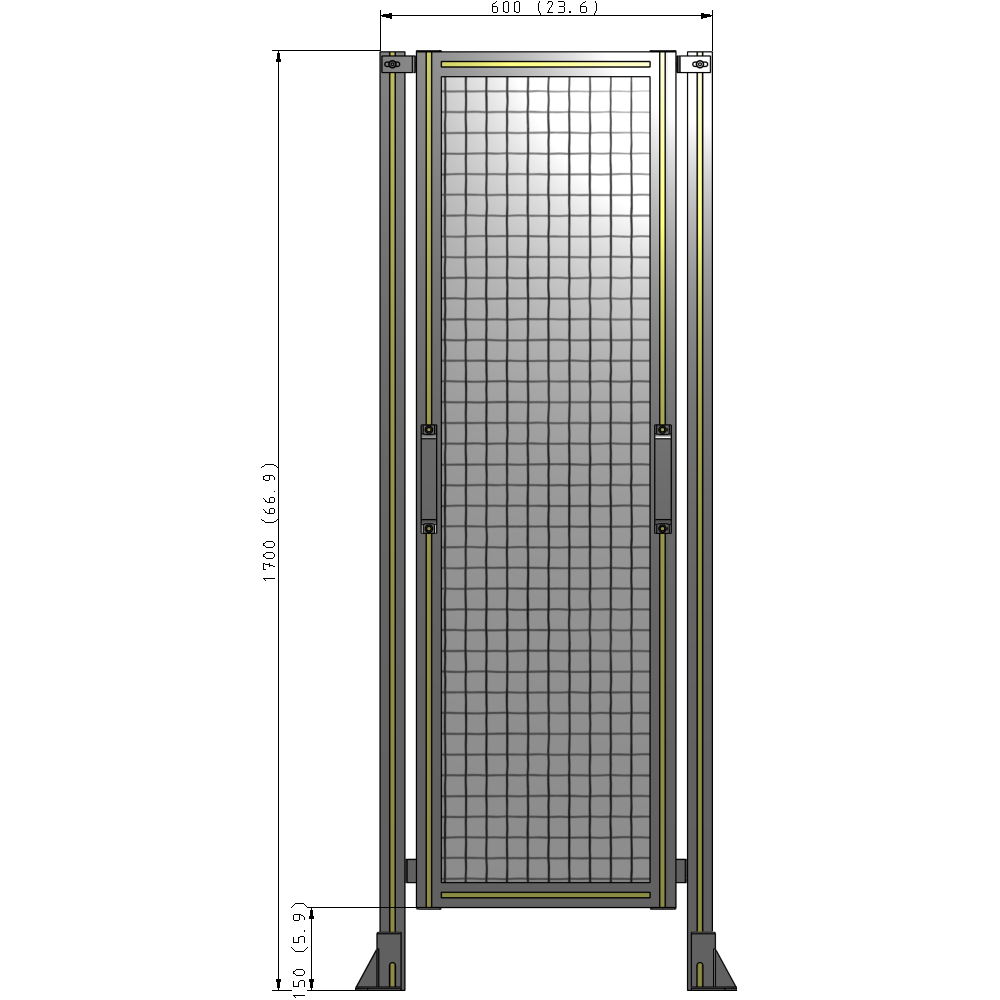E3-1700-0600-0150-GYMTK SINGLE REMOVABLE PANEL WITH LEGS 1700MM X 600MM 1" MESH, AS A KIT