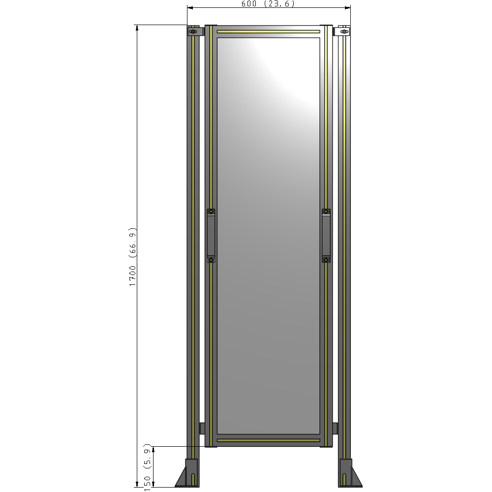 E3-1700-0600-0150-GYPTA SINGLE REMOVABLE PANEL WITH LEGS 1700MM X 600MM 1/4" POLYCARBONATE, FULLY ASSEMBLED
