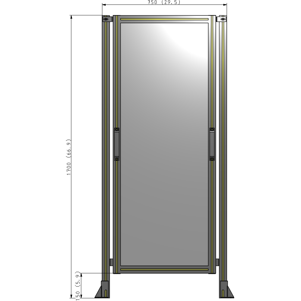 E3-1700-0750-0150-GYPTA SINGLE REMOVABLE PANEL WITH LEGS 1700MM X 750MM 1/4" POLYCARBONATE, FULLY ASSEMBLED