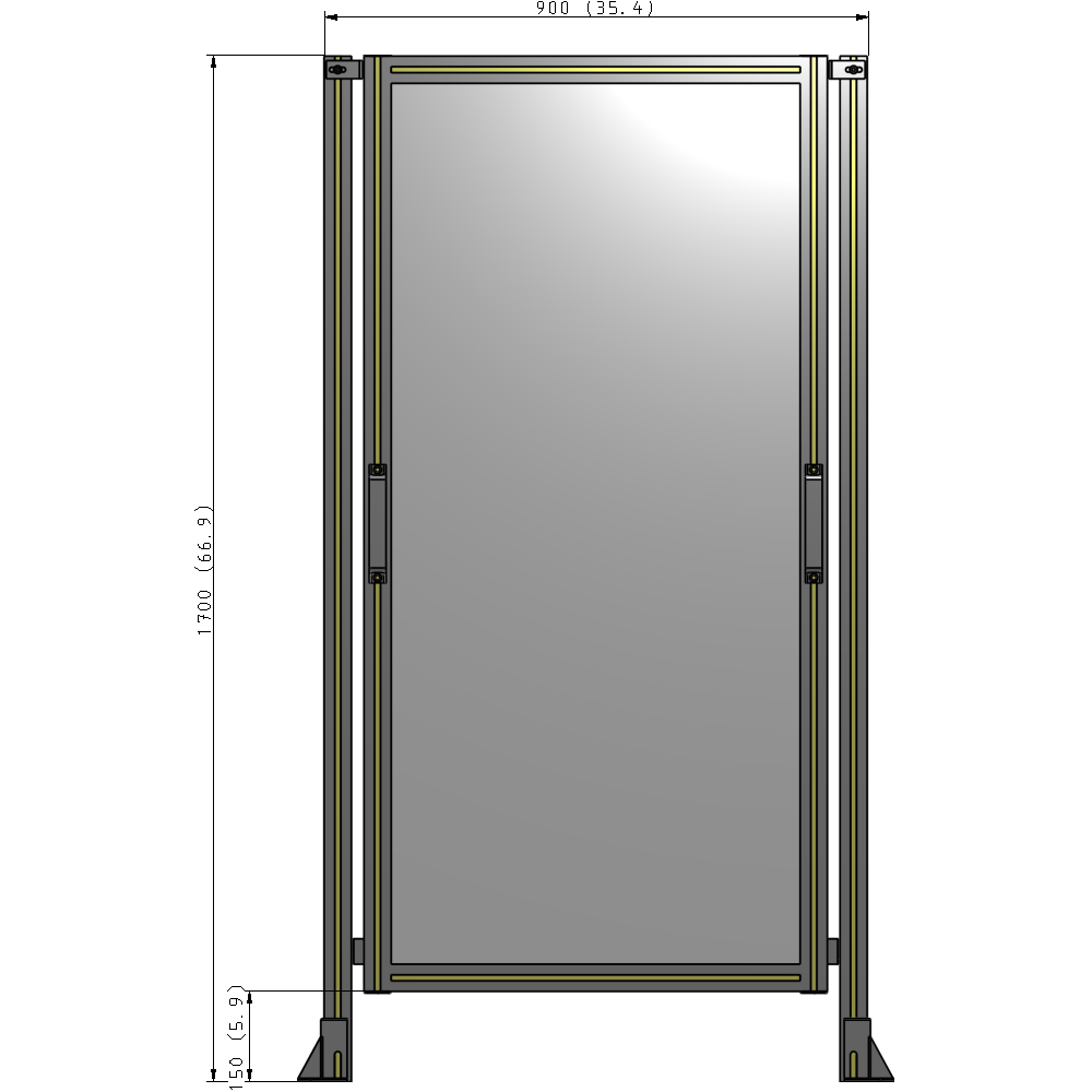 E3-1700-0900-0150-GYPTA SINGLE REMOVABLE PANEL WITH LEGS 1700MM X 900MM 1/4" POLYCARBONATE, FULLY ASSEMBLED