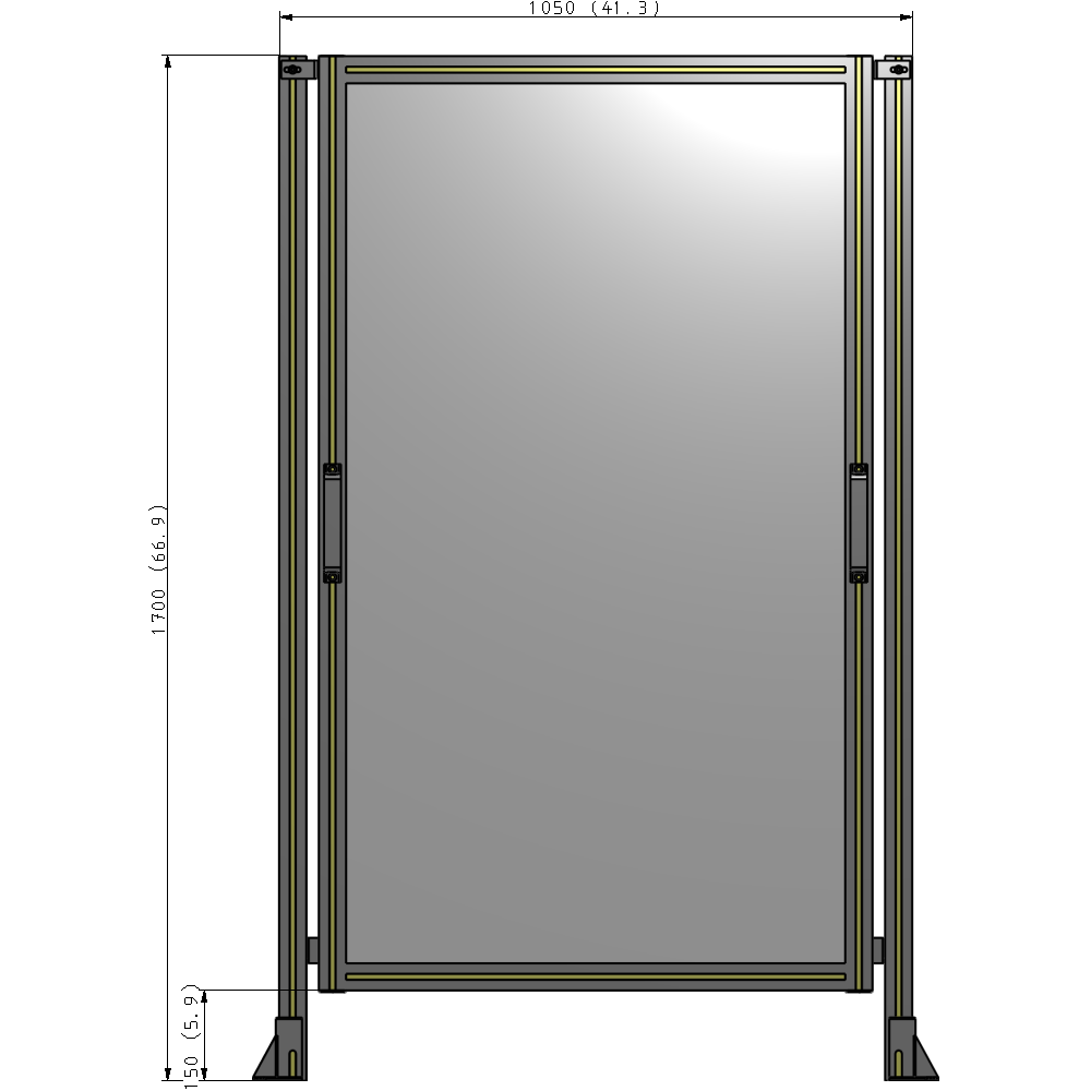 E3-1700-1050-0150-GYPTA SINGLE REMOVABLE PANEL WITH LEGS 1700MM X 1050MM 1/4" POLYCARBONATE, FULLY ASSEMBLED