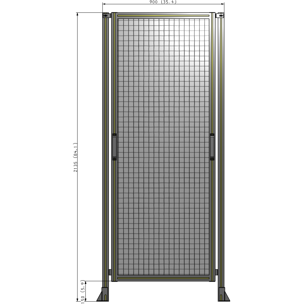 E3-2135-0900-0150-GYMTK SINGLE REMOVABLE PANEL WITH LEGS 2135MM X 900MM 1" MESH, AS A KIT