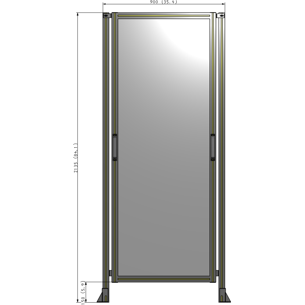 E3-2135-0900-0150-GYPTK SINGLE REMOVABLE PANEL WITH LEGS 2135MM X 900MM 1/4" POLYCARBONATE, FULLY ASSEMBLED