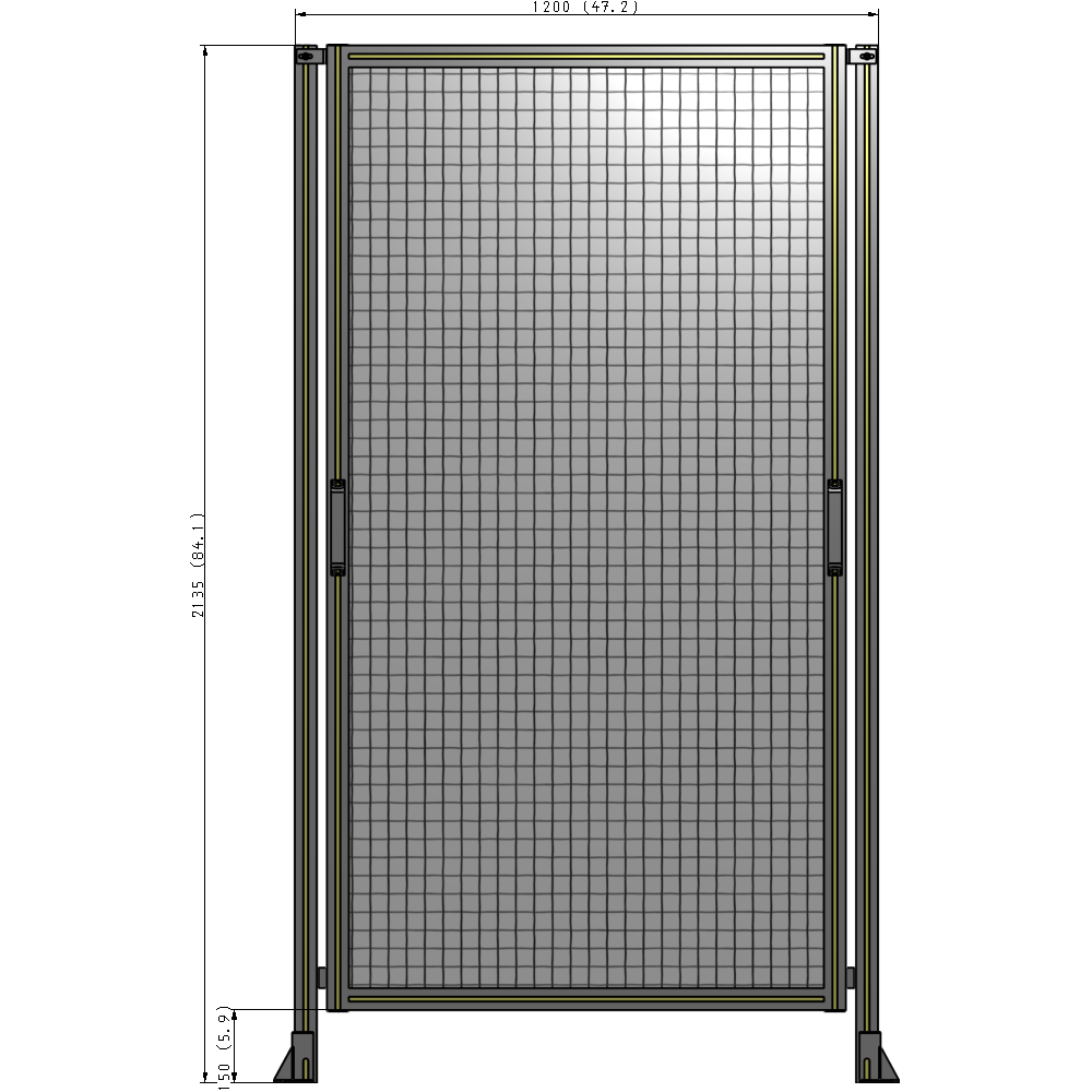 E3-2135-1200-0150-GYMTA SINGLE REMOVABLE PANEL WITH LEGS 2135MM X 1200MM 1" MESH, AS A KIT