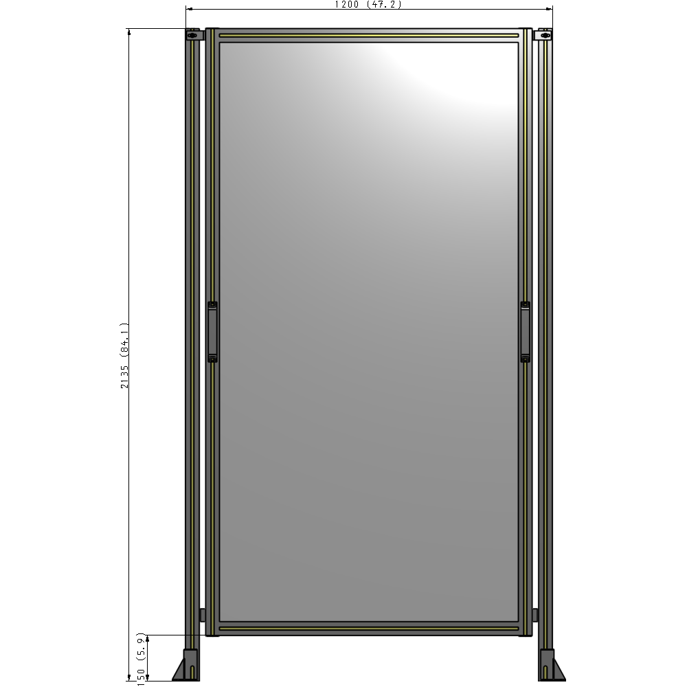 E3-2135-1200-0150-GYPTA SINGLE REMOVABLE PANEL WITH LEGS 2135MM X 1200MM 1/4" POLYCARBONATEONATE, AS A KIT