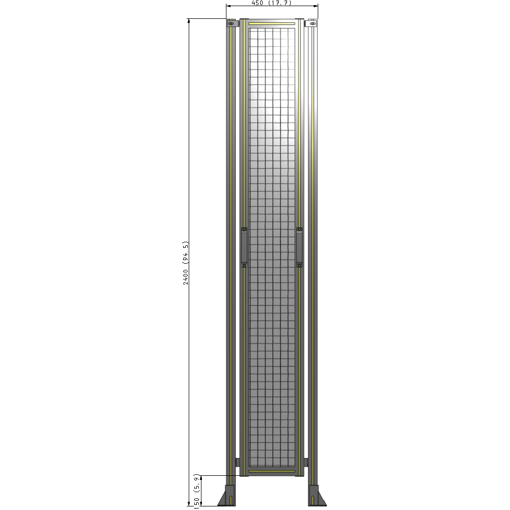 E3-2400-0450-0150-GYMTA SINGLE REMOVABLE PANEL WITH LEGS 2400MM X 450MM 1" MESH, AS A KIT