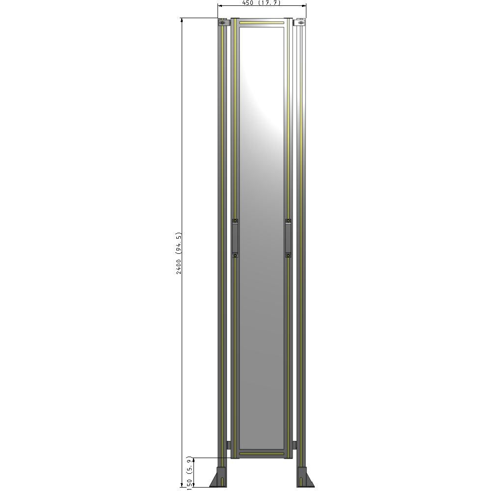 E3-2400-0450-0150-GYPTK SINGLE REMOVABLE PANEL WITH LEGS 2400MM X 450MM 1/4" POLYCARBONATE, FULLY ASSEMBLED