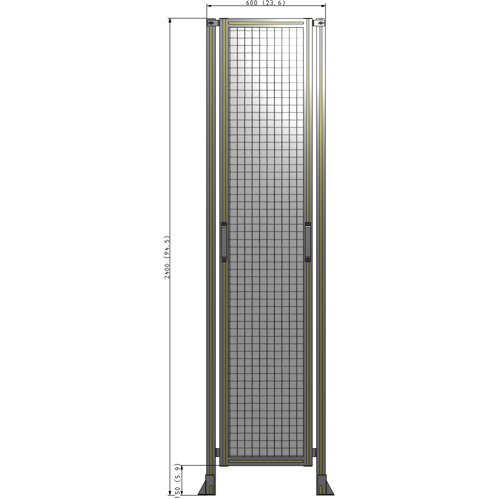 E3-2400-0600-0150-GYMTK SINGLE REMOVABLE PANEL WITH LEGS 2400MM X 600MM 1" MESH, FULLY ASSEMBLED
