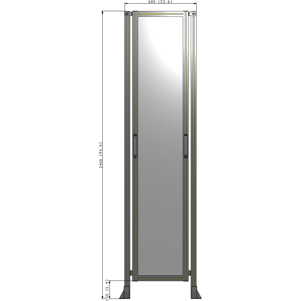 E3-2400-0600-0150-GYPTA SINGLE REMOVABLE PANEL WITH LEGS 2400MM X 600MM 1/4" POLYCARBONATEONATE, AS A KIT