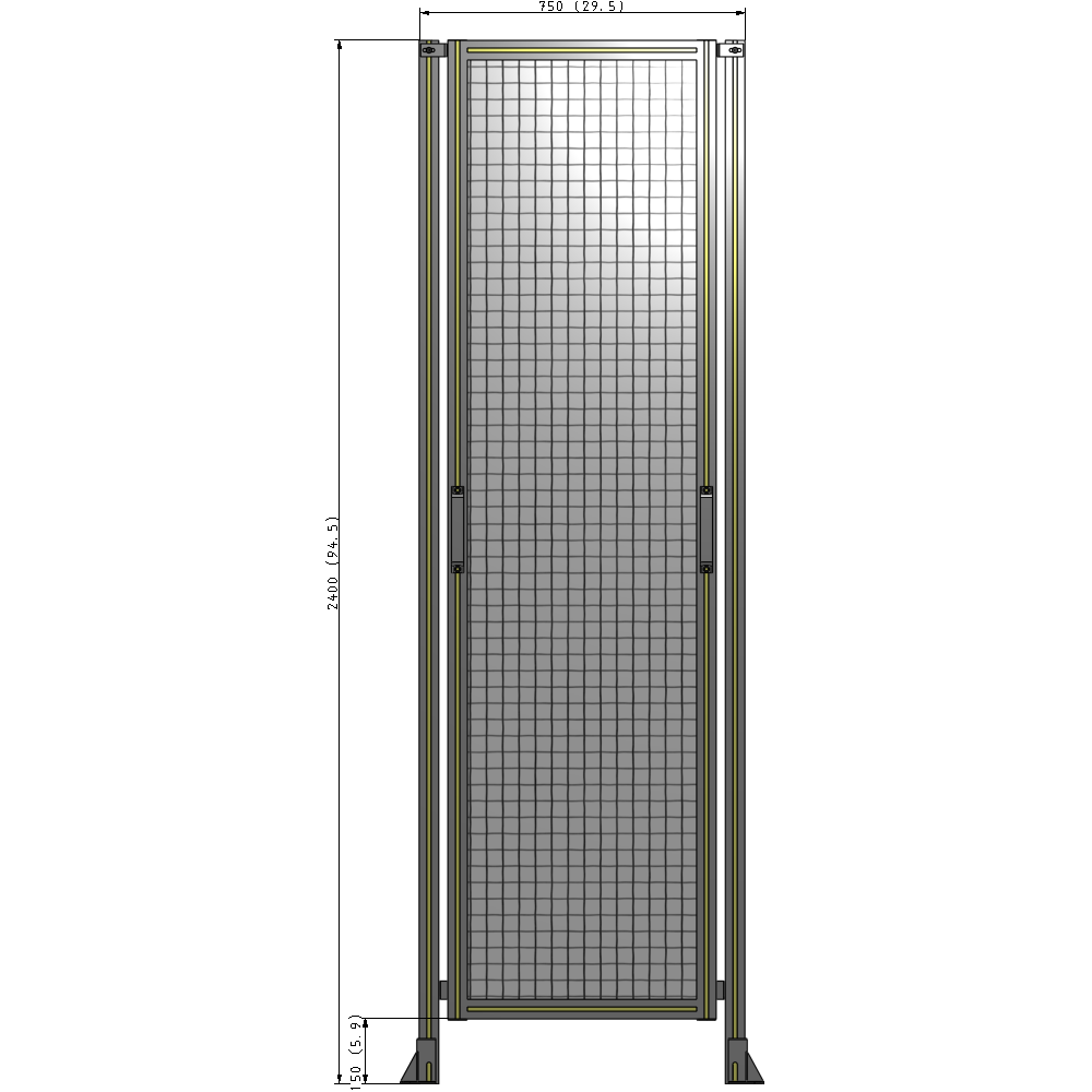 E3-2400-0750-0150-GYMTK SINGLE REMOVABLE PANEL WITH LEGS 2400MM X 750MM 1" MESH, FULLY ASSEMBLED