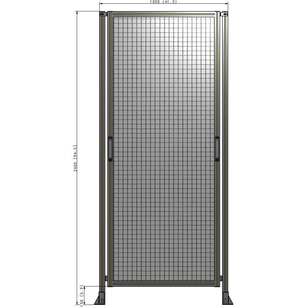E3-2400-1050-0150-GYMTA SINGLE REMOVABLE PANEL WITH LEGS 2400MM X 1050MM 1" MESH, FULLY ASSEMBLED