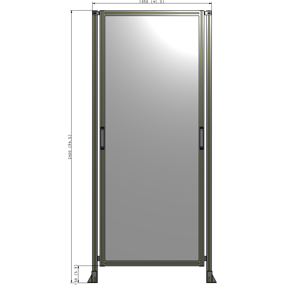 E3-2400-1050-0150-GYPTA SINGLE REMOVABLE PANEL WITH LEGS 2400MM X 1050MM 1/4" POLYCARBONATE, FULLY ASSEMBLED