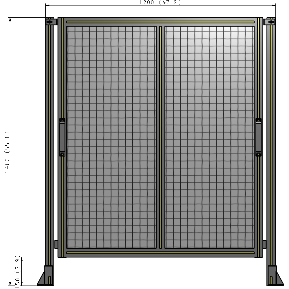 E4-1400-1200-0150-GYMTA DOUBLE REMOVABLE PANEL WITH LEGS  1400MM X 1200MM 1" MESH, FULLY ASSEMBLED