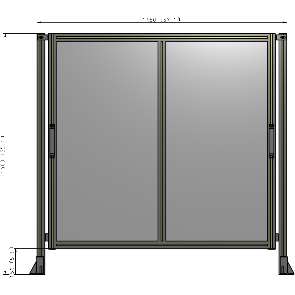 E4-1400-1450-0150-GYPTK DOUBLE REMOVABLE PANEL WITH LEGS 1400MM X 1450MM 1/4" POLYCARBONATE, AS A KIT