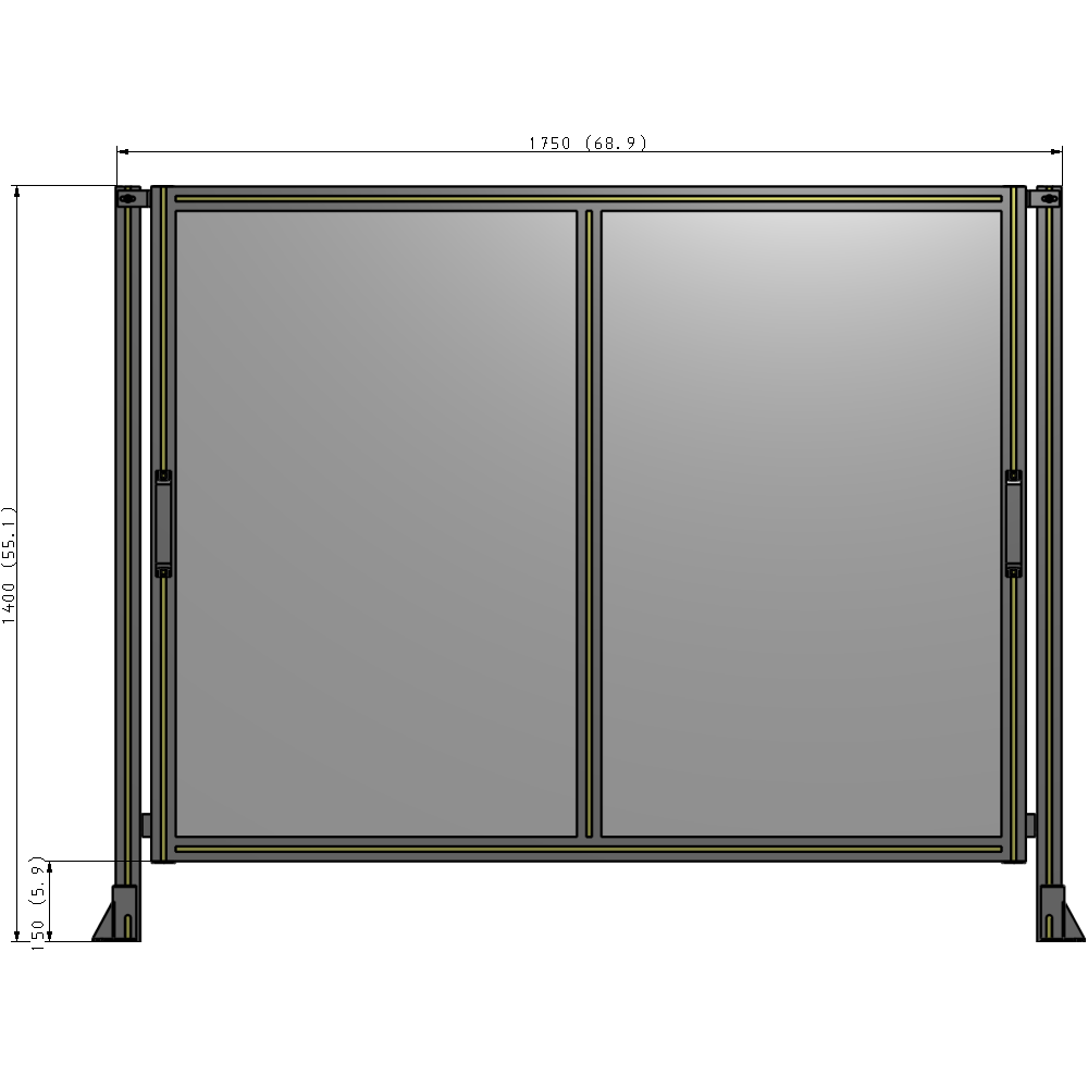 E4-1400-1750-0150-GYPTK DOUBLE REMOVABLE PANEL WITH LEGS 1400MM X 1750MM 1/4" POLYCARB, AS A KIT