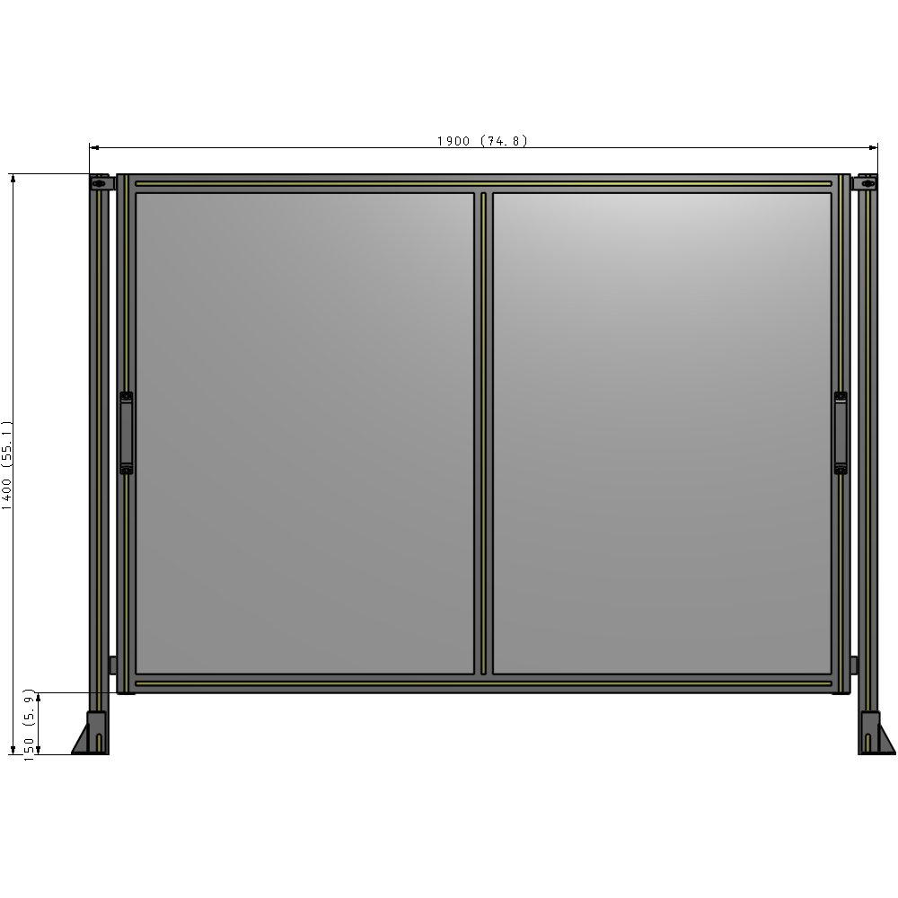 E4-1400-1900-0150-GYPTA DOUBLE REMOVABLE PANEL WITH LEGS  1400MM X 1900MM 1/4" POLYCARBONATE, FULLY ASSEMBLED