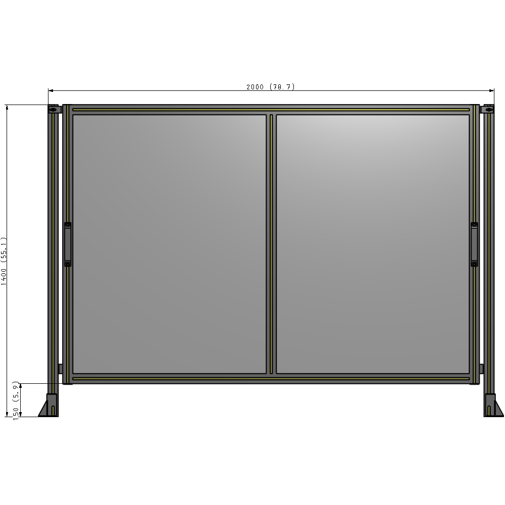 E4-1400-2000-0150-GYPTA DOUBLE REMOVABLE PANEL WITH LEGS  1400MM X 2000MM 1/4" POLYCARBONATE, FULLY ASSEMBLED