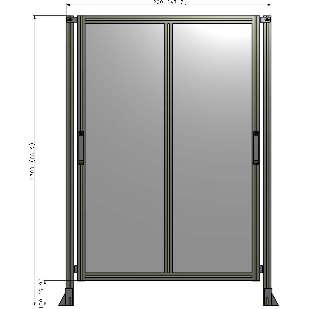 E4-1700-1200-0150-GYPTA DOUBLE REMOVABLE PANEL WITH LEGS  1700MM X 1200MM 1/4" POLYCARBONATE, FULLY ASSEMBLED